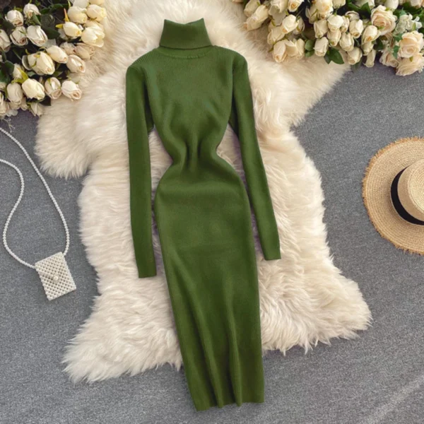 Sweater Dress Women Turtleneck Bodycon