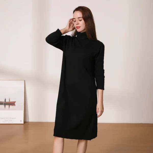 Sweater Dress Women Winter Elegant Tight Casual - Image 3