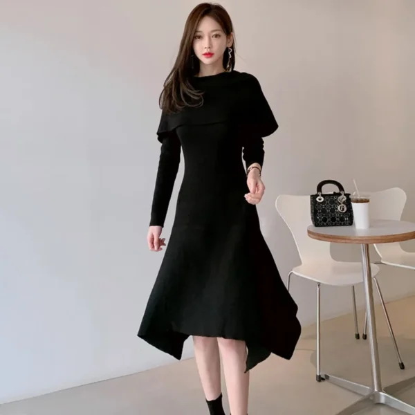 Sweater Dress Women Off Shoulder Knitted Midi - Image 4