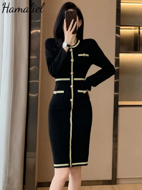Sweater Dress Long Sleeve Bodycon Mini Knee-Length - Image 2