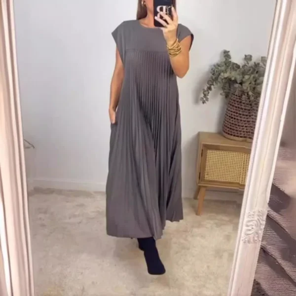 Summer Dress Sleeveless Pleated Casual Fashion - Image 2