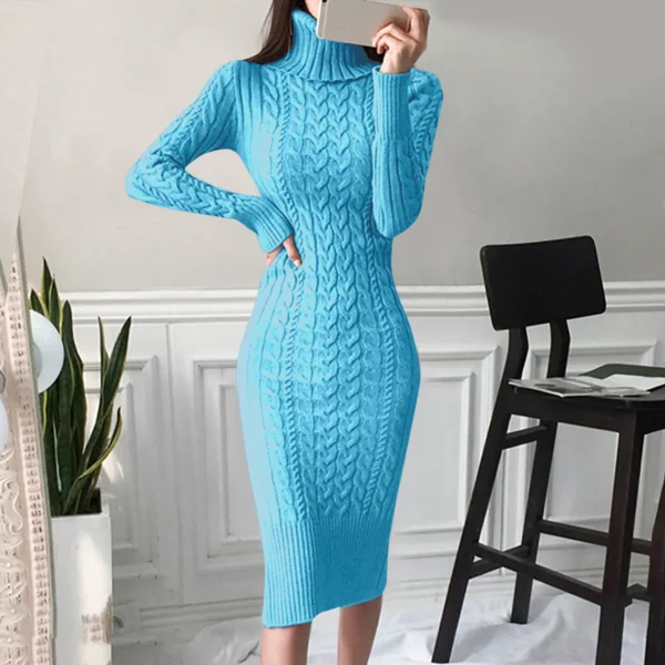 Women's Sweater Dress Turtleneck Slim Fit - Image 2