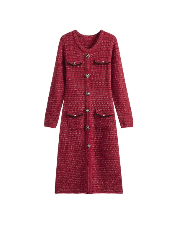 Sweater Dress Women Striped Knitted Long Sleeve - Image 5