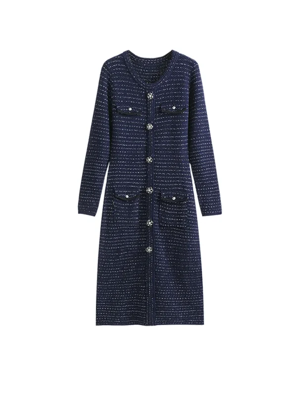 Sweater Dress Women Striped Knitted Long Sleeve - Image 6