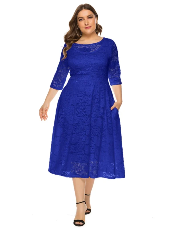 Sweater Dress Plus Size Lace Semi Sheer Midi - Image 5