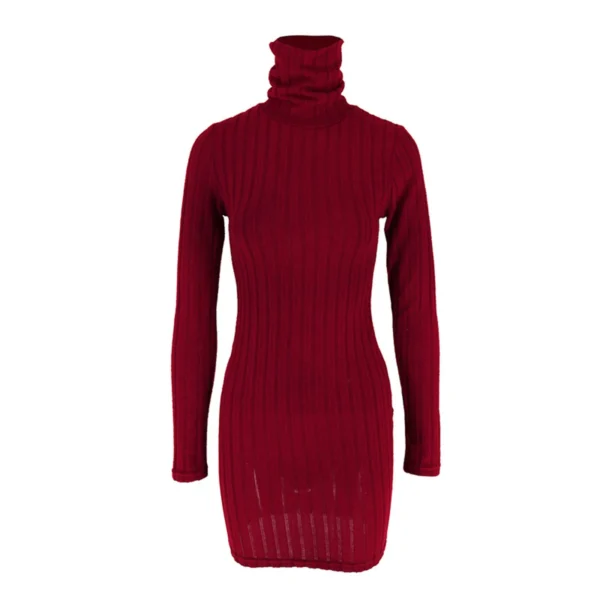 Sweater Dress Turtleneck Bodycon Long Sleeve Mini Dress for Women - Image 4