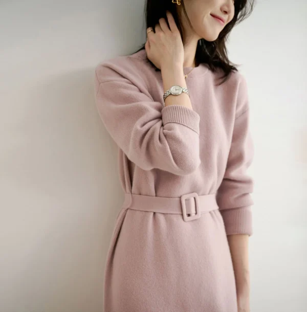 Sweater Dress: Round Neck, Long Sleeve, Mid Length - Image 2