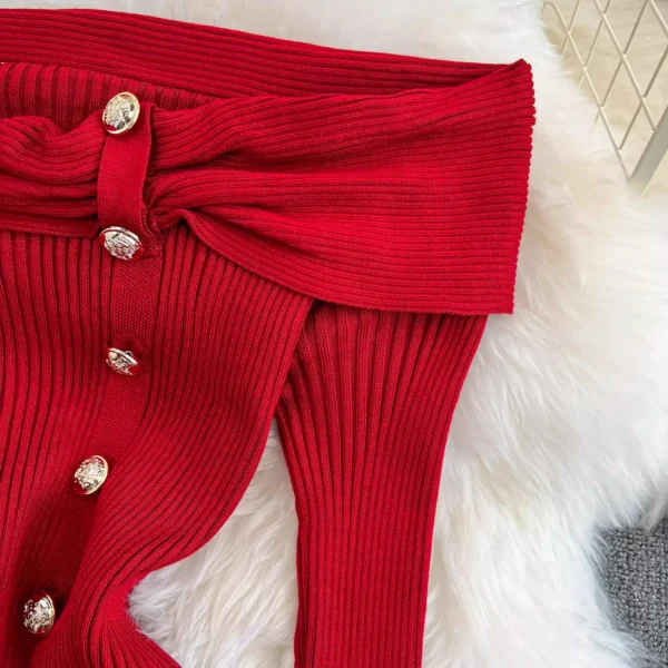 Sweater Dress: Off-Shoulder Bodycon Party Dress - Image 6
