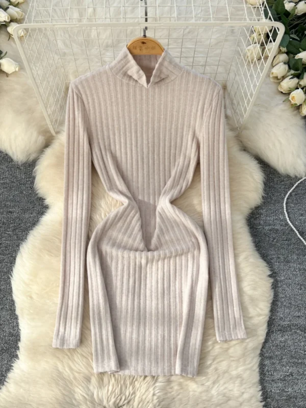 Foamlina Bodycon Sweater Dress Turtleneck Knit