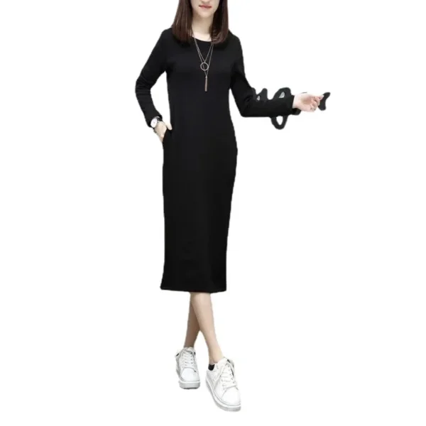 Sweater Dress: Plus Size Fleece-Lined Long Dress - Image 5