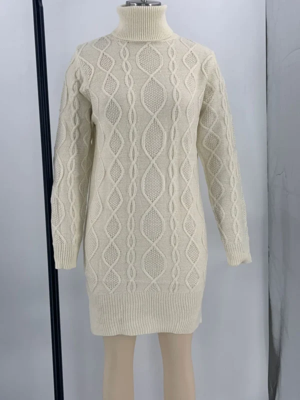 Sweater Dress - High Neck, Slim Fit, Long Sleeve - Image 5