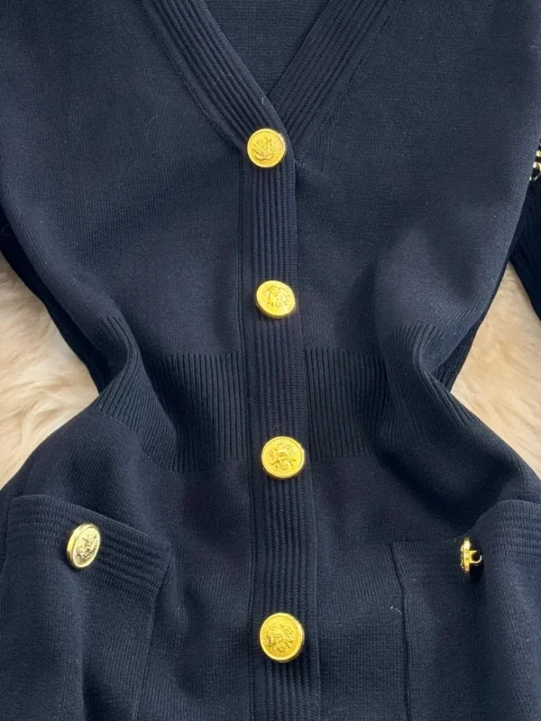 Vintage Sweater Dress Black Long Sleeve Knitted - Image 6