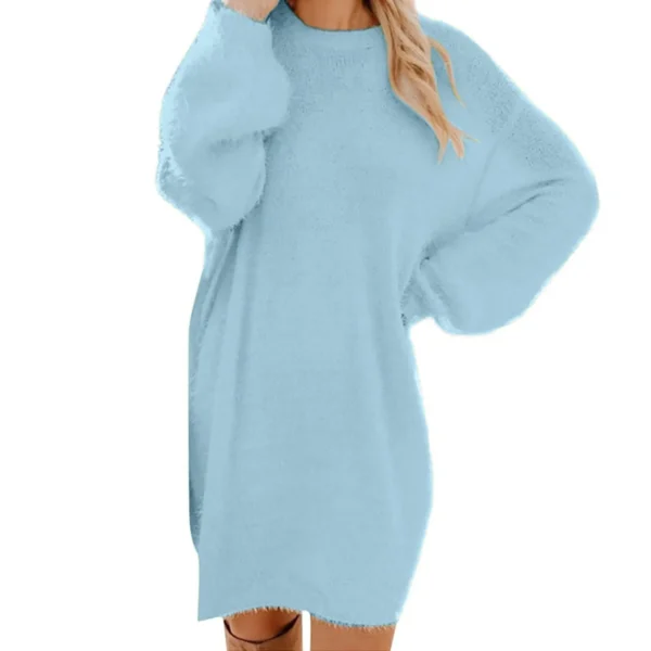 Sweater Dress Crewneck Long Sleeve Casual Warm - Image 3