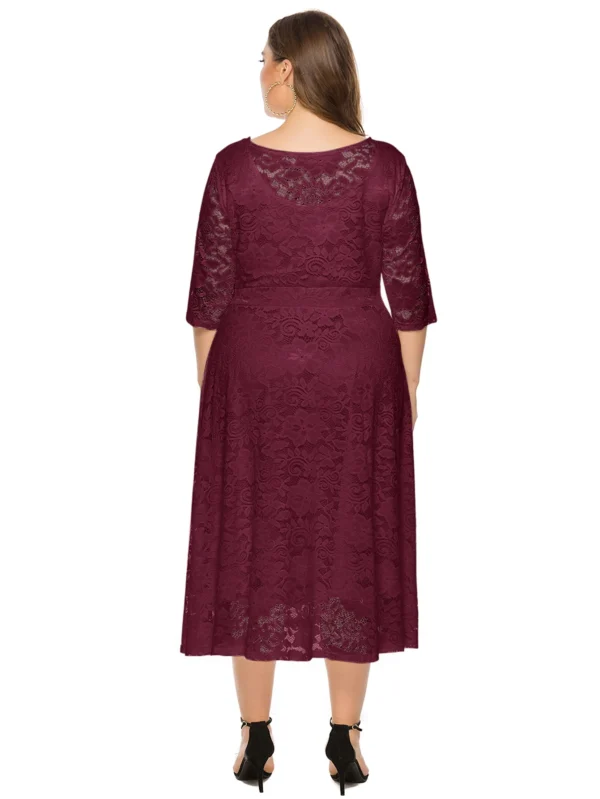 Sweater Dress Plus Size Lace Semi Sheer Midi - Image 6