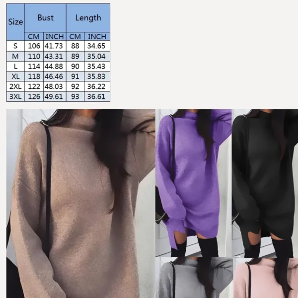 Sweater Dress: Fleece High Neck, Side Slit - Image 6
