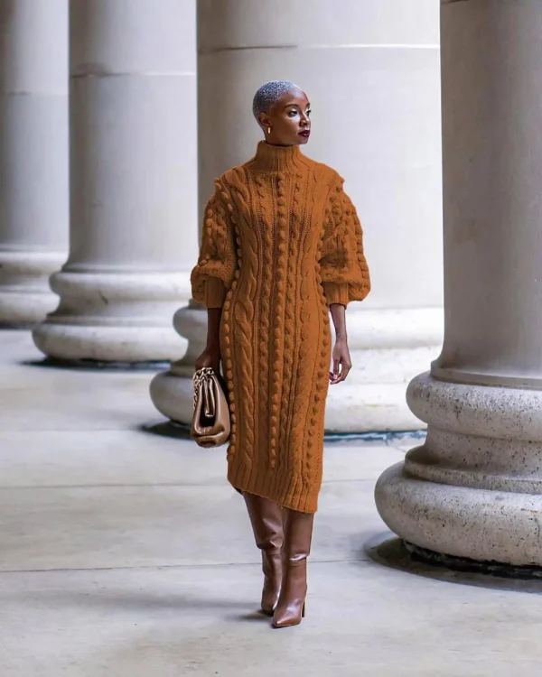 Sweater Dress: Sexy High Split Winter Dress - Image 3