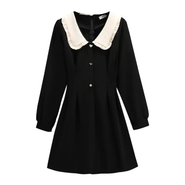 Sweater Dress Plus Size Long Sleeve A-Line Black - Image 4