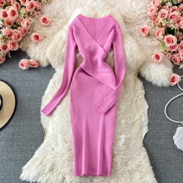 Sweater Dress – Women's Slim Fit Long Sleeve Bodycon