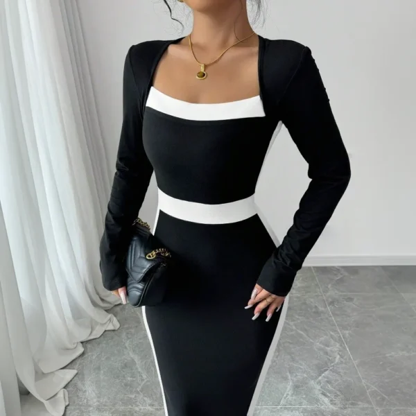 Sweater Dress: Square Neck High Waist Maxi - Image 2