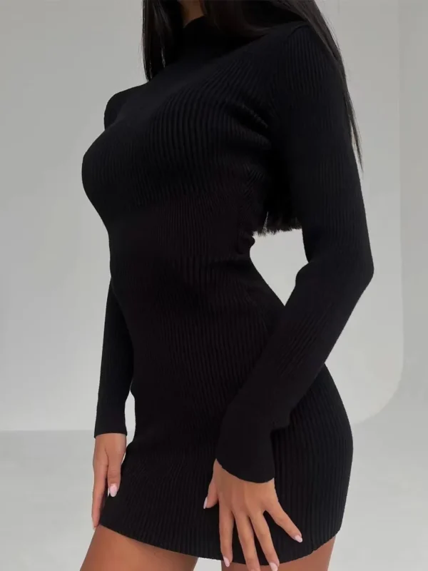 Sweater Dress: Turtleneck Bodycon Midi Dress - Image 6