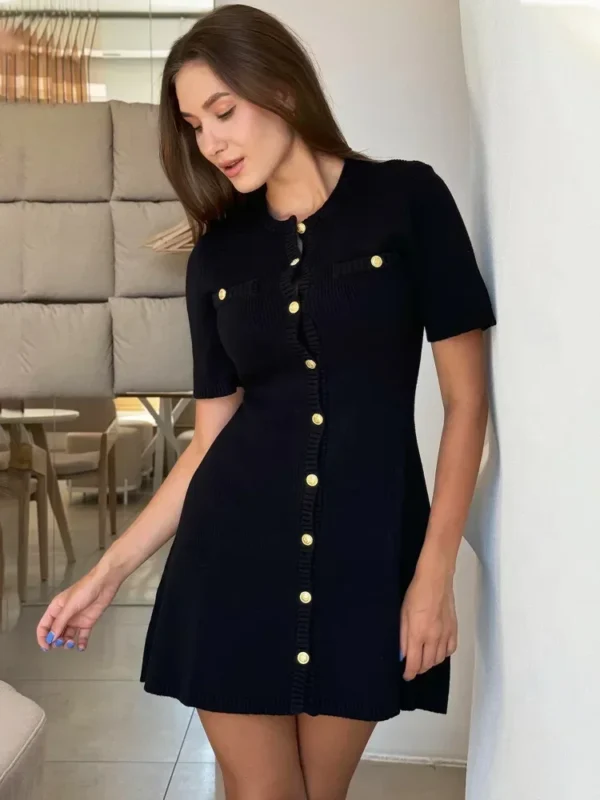 Trendix Elegant Knit Mini Dress Women Slim High Waist Bodycon Style