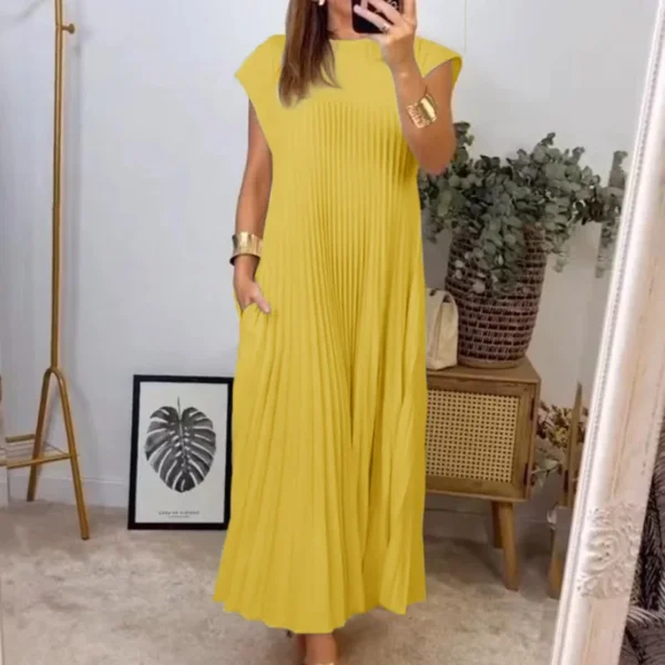 Summer Dress Sleeveless Pleated Casual Fashion