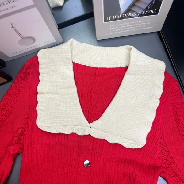 Sweater Dress - Elegant A-Line Knitted Shirt Style - Image 5