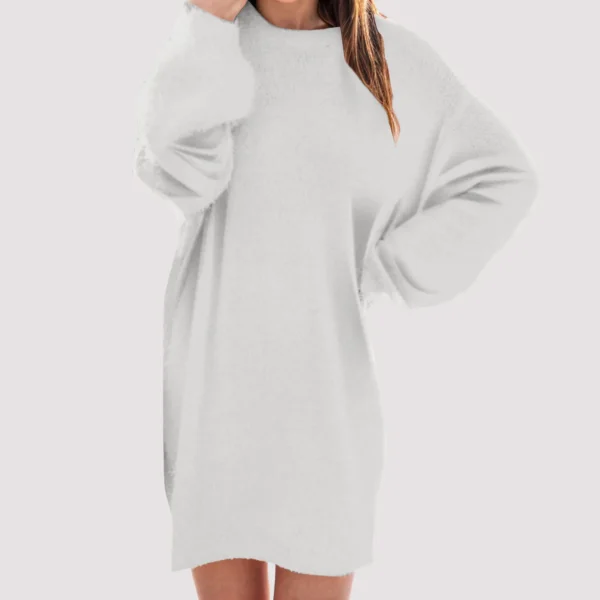 Women’s Oversized Sweater Dress, Lantern Sleeve - Image 2