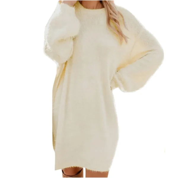 Sweater Dress Crewneck Long Sleeve Casual Warm - Image 5