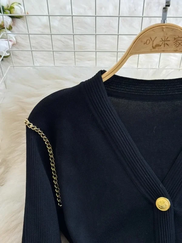 Vintage Sweater Dress Black Long Sleeve Knitted - Image 4