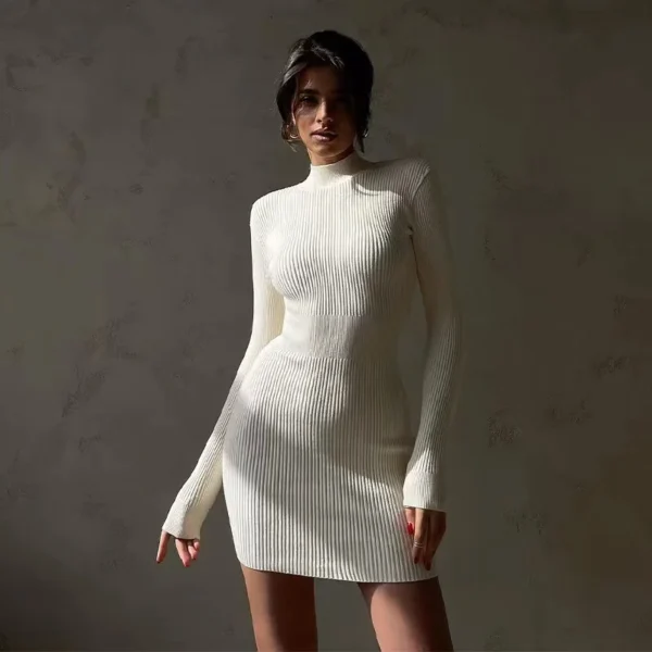 Sweater Dress: Turtleneck Bodycon Midi Dress - Image 5