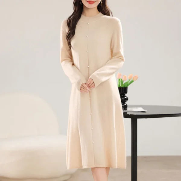 Wool Sweater Dress Women's Half-High Neck Skirt - Image 2