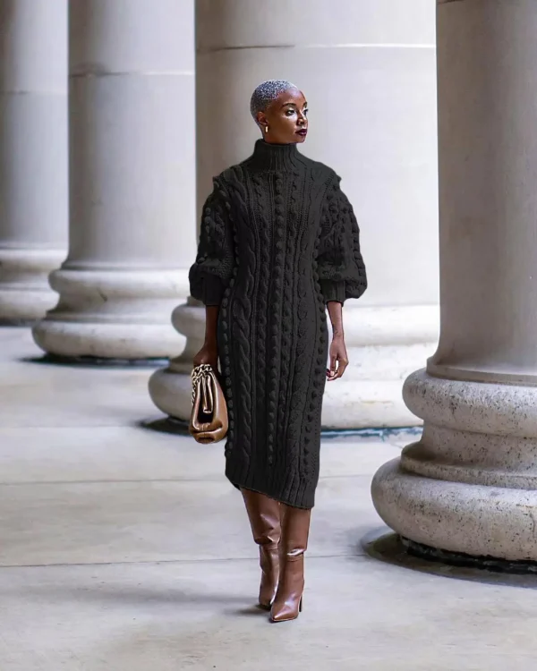 Sweater Dress: Sexy High Split Winter Dress - Image 6