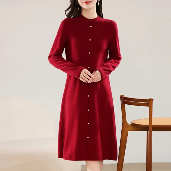 Wool Sweater Dress Women's Half-High Neck Skirt