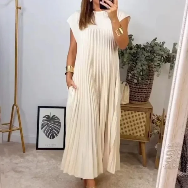 Summer Dress Sleeveless Pleated Casual Fashion - Image 3