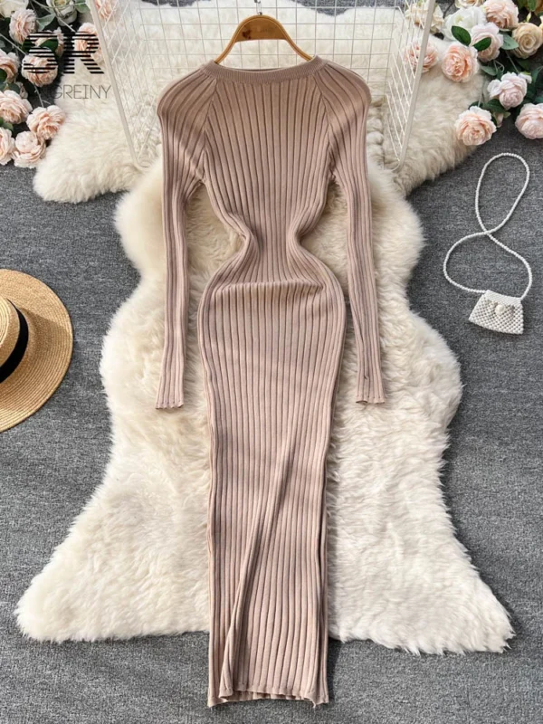 Sweater Dress Women Knit Maxi Slim