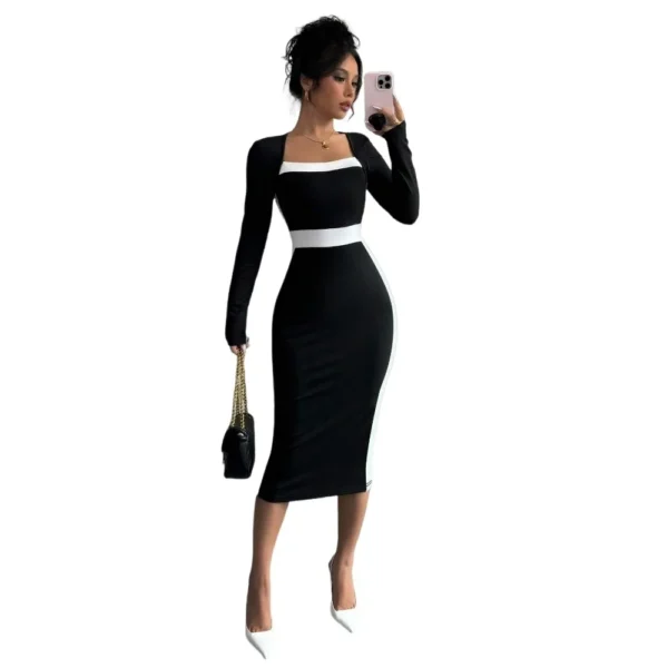 Sweater Dress: Square Neck High Waist Maxi - Image 5