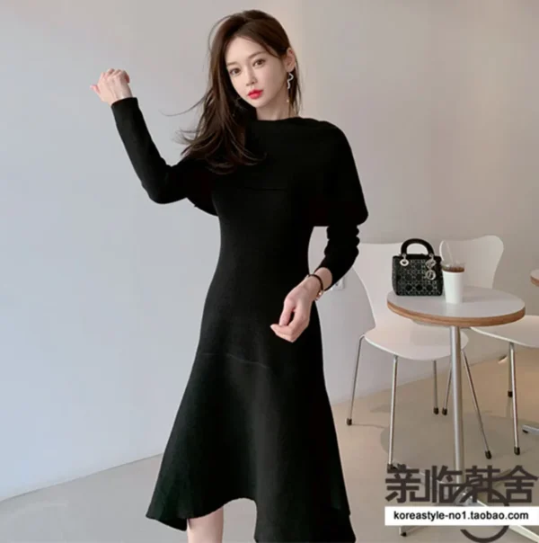 Sweater Dress Women Off Shoulder Knitted Midi - Image 5