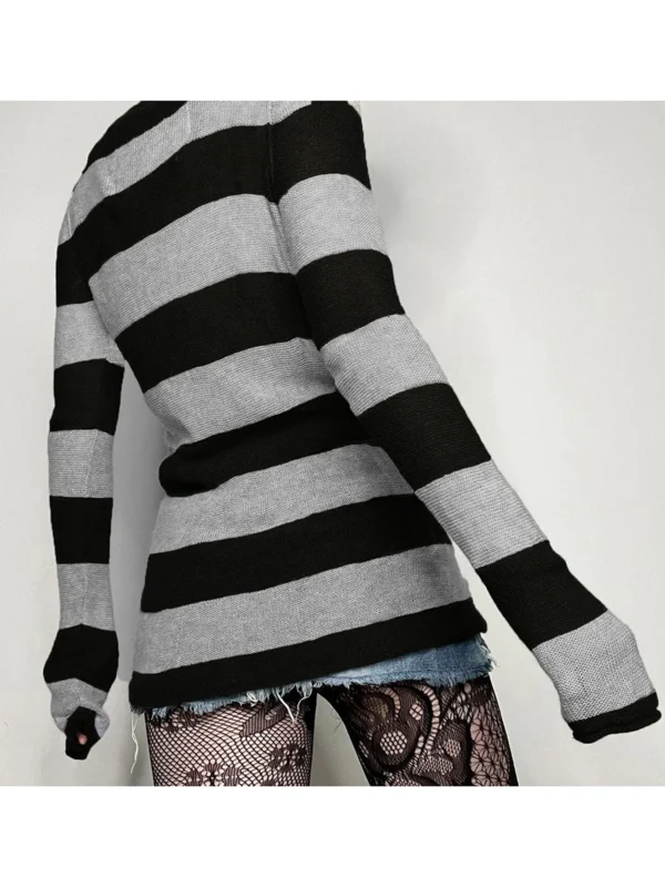 Sweater Dress: V-Neck, Long Sleeve, Striped Slim Fit - Image 4