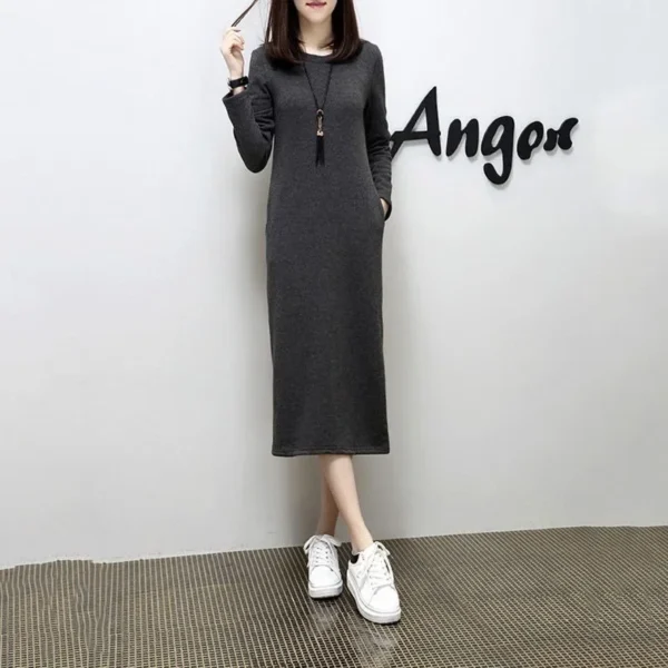 Sweater Dress: Plus Size Fleece-Lined Long Dress - Image 4