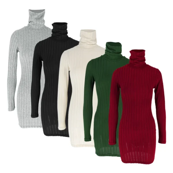 Sweater Dress Turtleneck Long Sleeve Sexy Bodycon - Image 5