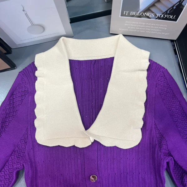 Sweater Dress - Elegant A-Line Knitted Shirt Style - Image 4