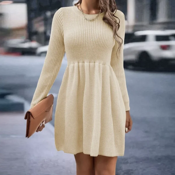 Sweater Dress Women A-Line High Waist Pullover
