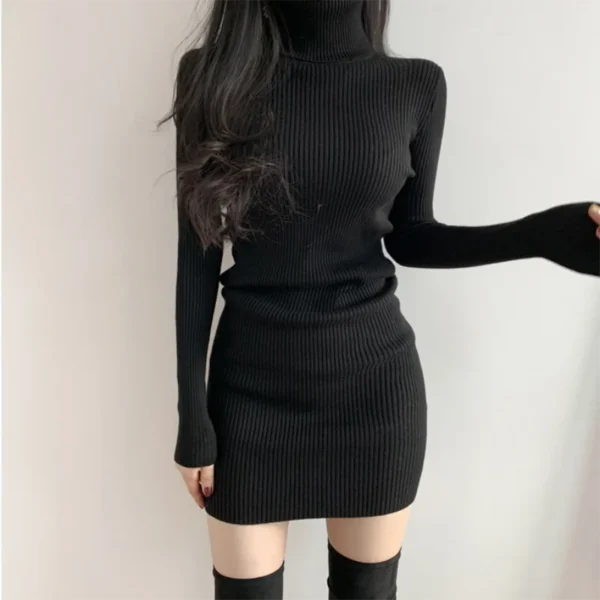 Sweater Dress: Turtleneck Bodycon Mini for Women - Image 2