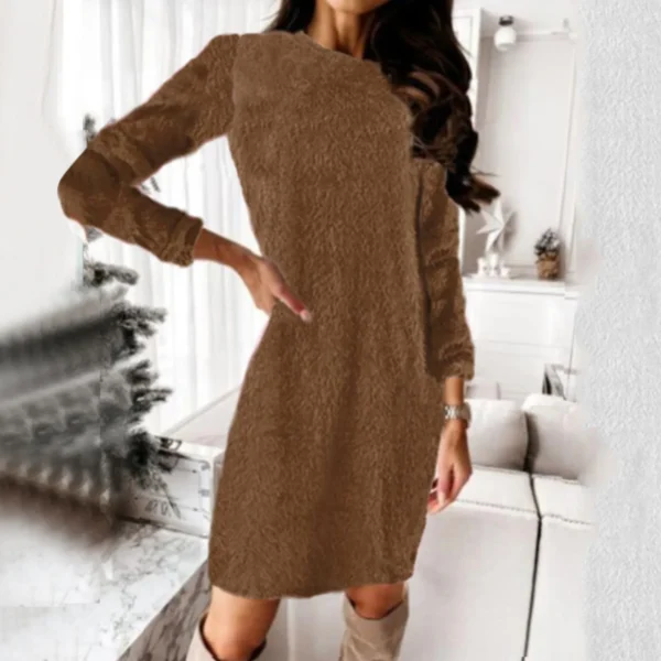 Women’s Sweater Dress, Loose Fit, Long Sleeve, Warm - Image 3