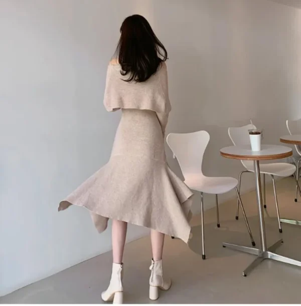Sweater Dress Women Off Shoulder Knitted Midi - Image 6