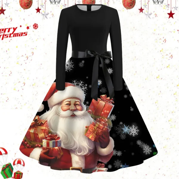 Sweater Dress Off Shoulder Printed Plus Size - Image 3