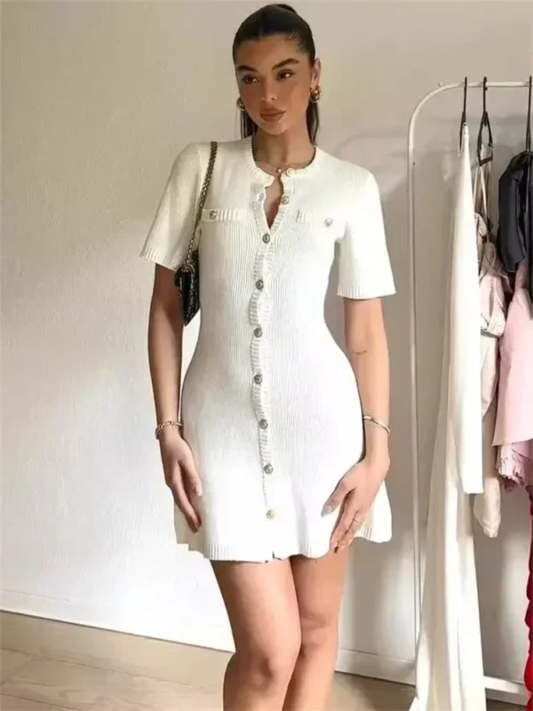 Trendix Elegant Knit Mini Dress Women Slim High Waist Bodycon Style - Image 2
