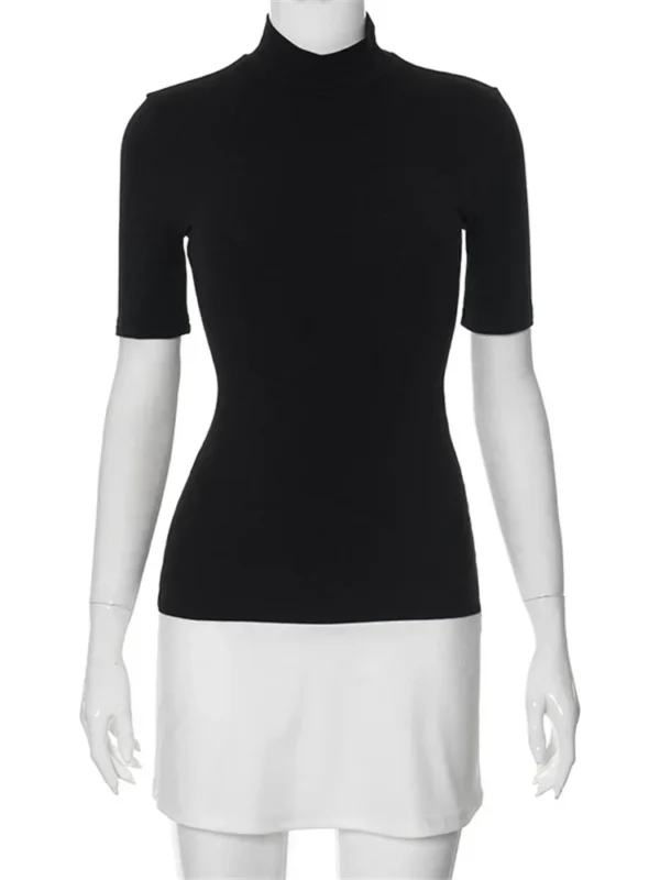 Tossy Contrast Patchwork Mini Dress Casual High Waist Bodycon - Image 6