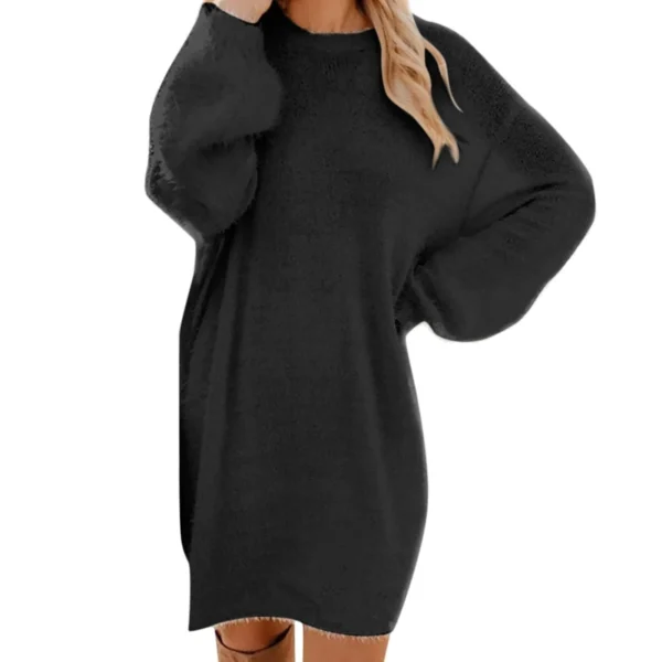 Sweater Dress Crewneck Long Sleeve Casual Warm - Image 4